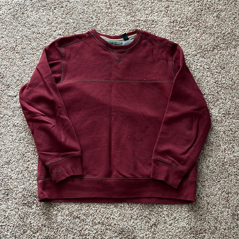 GH Bass and Co sweater, size XL, worn slightly, dark red in color